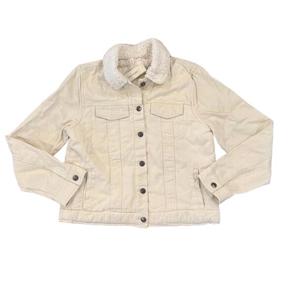 NWT Francesca's Harper Heritage Ivory Sherpa Lined Denim Jean Jacket - Picture 1 of 10